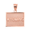 Rose Gold Wyoming State Map Pendant Necklace