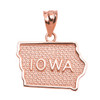 Rose Gold Iowa State Map Pendant Necklace