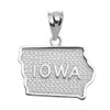 Sterling Silver Iowa State Map Pendant Necklace