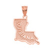 Rose Gold Louisiana State Map Pendant Necklace