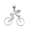 White Gold Woman Cyclist Pendant Necklace