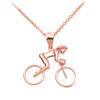 Rose Gold Woman Cyclist Pendant Necklace