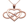 Heart and Infinity Rose Gold and Diamond Rope Design Pendant Necklace
