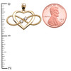 Heart and Infinity Yellow Gold and CZ  Rope Design Pendant Necklace