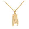 Yellow Gold Alabama State Map Pendant Necklace