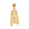 Yellow Gold Alabama State Map Pendant Necklace