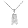 White Gold Alabama State Map Pendant Necklace