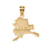Yellow Gold Alaska State Map Pendant Necklace