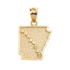 Yellow Gold Arkansas State Map Pendant Necklace