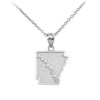 White Gold Arkansas State Map Pendant Necklace