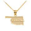 Yellow Gold Oklahoma State Map Pendant Necklace