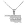 White Gold Oklahoma State Map Pendant Necklace