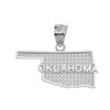 White Gold Oklahoma State Map Pendant Necklace