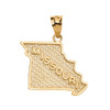 Yellow Gold Missouri State Map Pendant Necklace