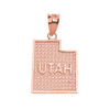 Rose Gold Utah State Map Pendant Necklace