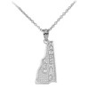 White Gold New Hampshire State Map Pendant Necklace