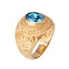 Solid Gold US Air Force Men's CZ Birthstone Ring