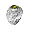 Solid White Gold US Air Force Men's CZ Birthstone Ring