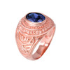 Solid Rose Gold US Air Force Men's CZ Birthstone Ring