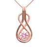 Infinity Rope October Birthstone Pink CZ Rose Gold Pendant Necklace