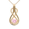 Infinity Rope October Birthstone Pink CZ Yellow Gold Pendant Necklace