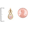 Infinity Rope October Birthstone Pink CZ Yellow Gold Pendant Necklace