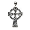 Trinity Knot Celtic Cross Sterling Silver Pendant Necklace