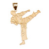 Karate Martial Arts Yellow Gold Pendant Necklace