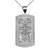 Russian Orthodox Cross White Gold Engraveable Dog Tag Pendant Necklace