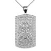 Armenian Cross (Khachkar) White Gold Engraveable Dog Tag Pendant Necklace