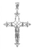 White Gold Crucifix Pendant - The Fleur-de-Lis Crucifix