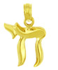 Jewish Charms and Pendants - Yellow Gold Chai Pendant( 0.5 Inch)