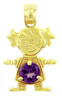 CZ Amethyst Girl With Pigtails Birthstone Charm