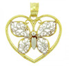 Two-Tone Gold Butterfly & Heart Charm Pendants