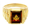 Freemason Red Garnet Square and Compass Gold Masonic Men's Ring