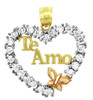 Gold Pendants - The Te Amo Gold Pendant in Cubic Zirconia with Butterfly