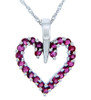 Love and Heart Gold Pendants - Gold Heart Pendant with Rubies (w/ Chain)