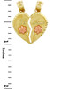 Two-tone Breakable Gold Te Amo Heart Pendant with Flowers