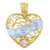 Valentines Special Heart  - Gold Love Banner Pendant with CZ