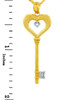 Valentines Special Heart Diamonds - Gold Key and Heart Pendant with Diamond (w Chain)