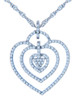 Valentines Special Heart Diamonds - White Gold Triple Heart Pendant with Diamonds (w Chain)