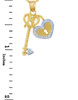 Valentines Special Heart Diamonds - Two Tone Gold Heart Lock and Key Pendant (w Chain)