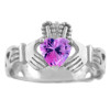 Silver Claddagh Trinity Band with Pink CZ Heart