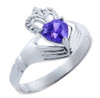 Silver Claddagh Ring with Alexandrite Birthstone.