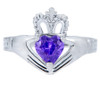 Silver Claddagh Ring with Alexandrite Birthstone.