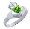 Silver Claddagh Ring with Peridot Birthstone.