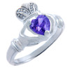 Silver Claddagh Ring with Alexandrite CZ Heart