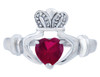 Silver Claddagh Ring with Ruby CZ Heart