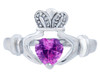 Silver Claddagh Ring with Pink CZ Heart
