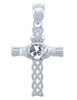 Silver Celtic Cross Pendant with Clear CZ Heart